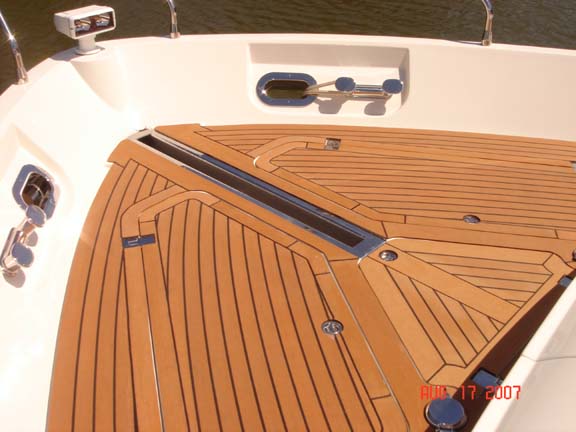 38ft Cat Boat Decking Remodel - Synthetic Teak - Bow